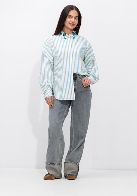 Wei&szlig;e JANSEN AMSTERDAM Blusen MICKY BLOUSE SA 751 STRIPE LONG SLEEVE SEQUINS AT COLLAR - large