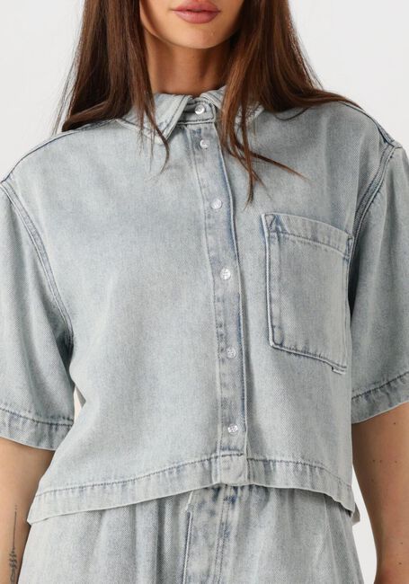 Blaue CATWALK JUNKIE Blusen SHORT SLEEVE DENIM BLOUSE - large