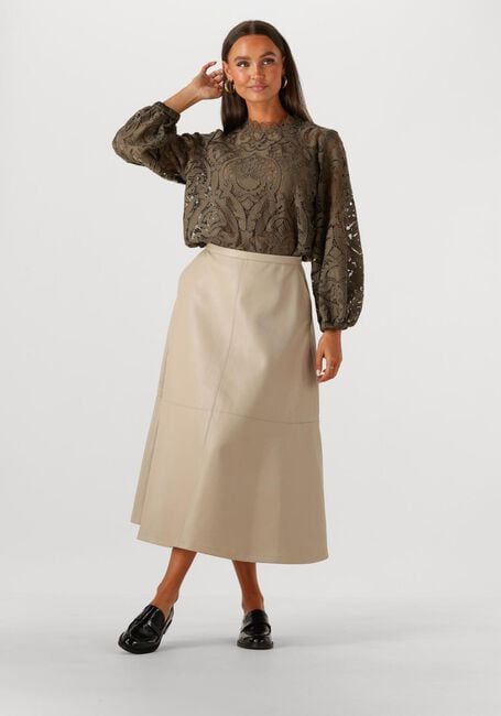 Beige SUMMUM Midirock SKIRT FAUX LEATHER - large