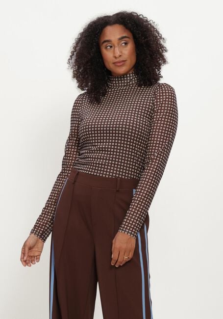 Braune POM AMSTERDAM Top ROMI MESH CHECK BROWN - large