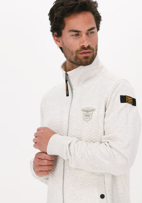 Weiße PME LEGEND Strickjacke ZIP JACKET STRUCTURE SWEAT - large