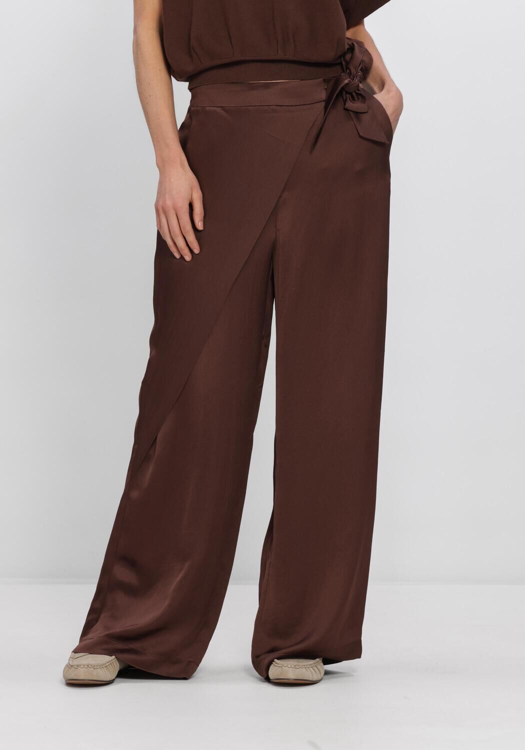 Braune SUMMUM Hosen TROUSERS HEAVY SILKY - large