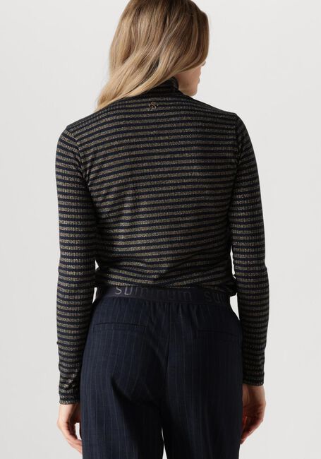 Blaue SUMMUM Langarmshirts TURTLE NECK TOP LUREX RIB STRIPE - large