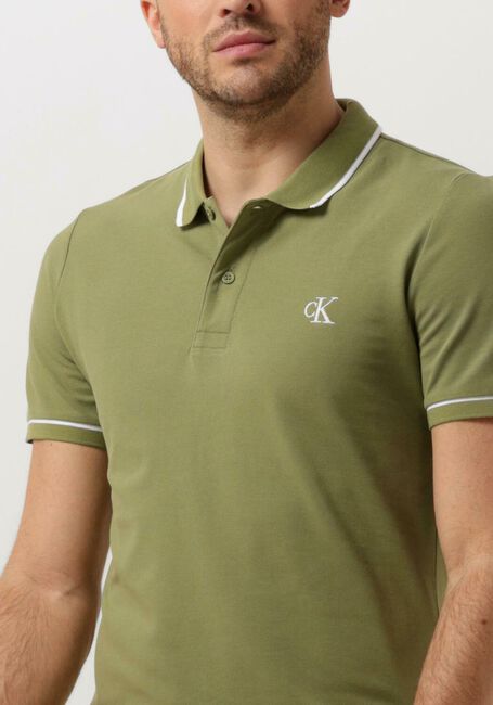 Grüne CALVIN KLEIN Polo-Shirt TIPPING SLIM POLO - large