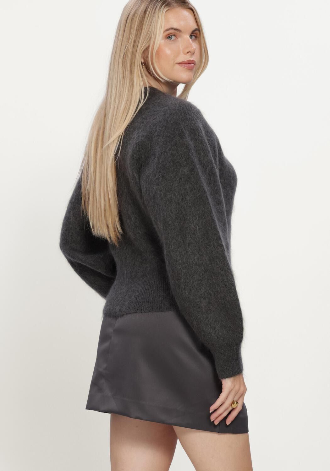 Anthrazit SELECTED WOMEN Pullover SLWMIRA LS KNIT SHORT O-NECK - large