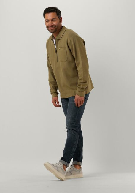 Olive LYLE & SCOTT Sweatshirt CREST TEXTURED QUARTER ZIP - large