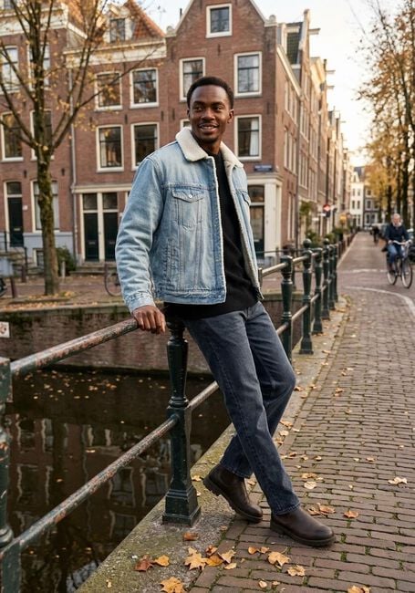 Hellblau CALVIN KLEIN Jeansjacke 90S SHERPA TRUCKER TINTED THUNDR - large