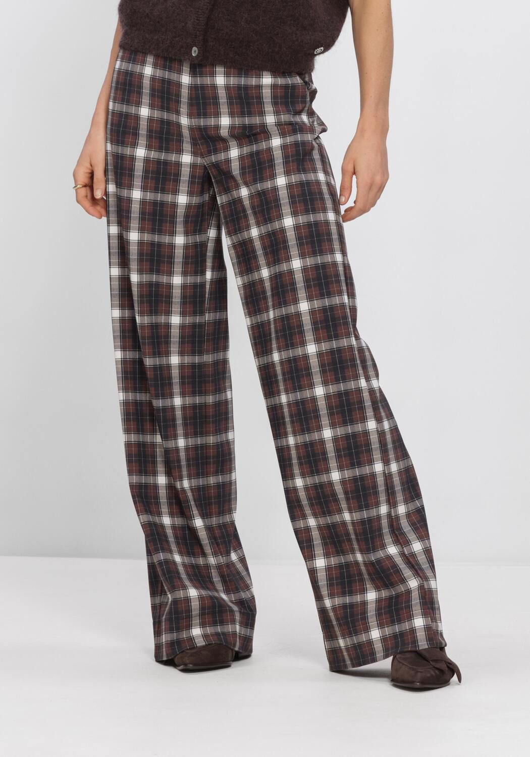 Braune STUDIO ANNELOES Weite Hose Lexie check trousers - large