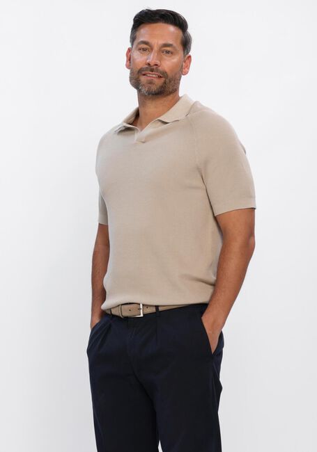 Beige PROFUOMO Polo-Shirt POLO OPEN COLLAR RIB - large