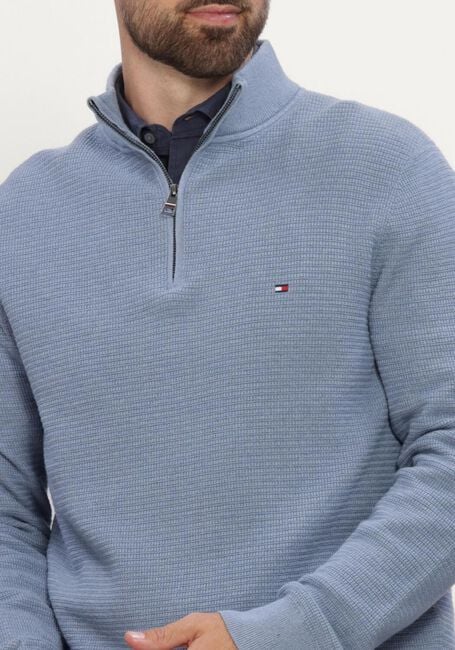 Hellblau TOMMY HILFIGER Pullover PIMA CTN CASH STRUCTURE ZIP MOCK - large