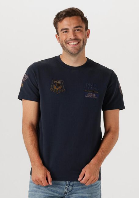 Dunkelblau PME LEGEND T-shirt FLAT WAFFEL JERSEY - large