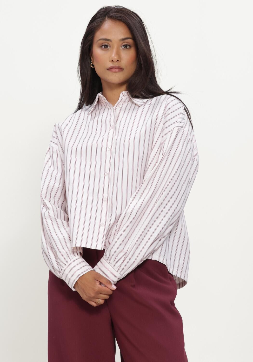 Wei&szlig;e MODSTR&Ouml;M Top DILANMD STRIPE SHIRT - large