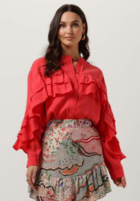 Koralle ALIX THE LABEL Blusen LADIES WOVEN LIGHT FLOW RUFFLE BLOUSE - large