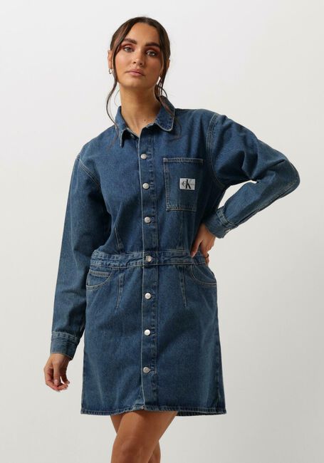 Blaue CALVIN KLEIN Minikleid DARTED DENIM SHIRT DRESS - large