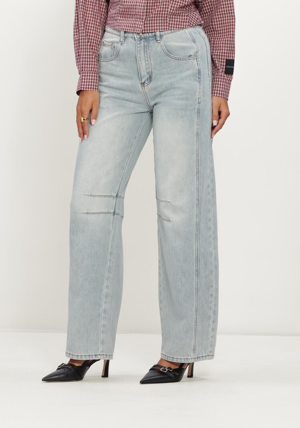 Blaue HAUTE L'AMITI&Eacute; Barrel jeans DREW BARREL PANEL TALL JEANS BLEACHED DENIM - large
