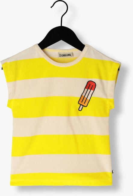 Gelbe CARLIJNQ T-shirt STRIPES YELLOW - BOXY SHIRT WITH EMBROIDERY - large