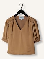 Camelfarbene MINUS Blusen SELVA V-NECK PUFF HALF SLEEVE BLOUSE Camelfarbene MINUS Blusen SELVA V-NECK PUFF HALF SLEEVE BLOUSE - medium