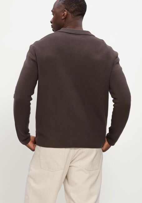 Braune SELECTED MEN Strickjacke SLMMIKE LIGHT POLO CARDIGAN - large