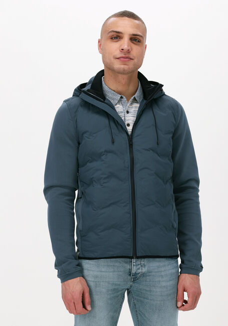Blaue CAST IRON Wattierte Jack HOODED JACKET TECH JERSEY INTERLOCK - large