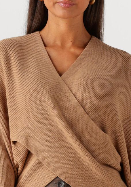 Camelfarbene MSCH COPENHAGEN Pullover MSCHZINELLE RACHELLE WRAP PULLOVER - large