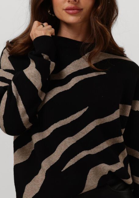 Schwarze OBJECT Pullover OBJRAY LO L/S KNIT PULLOVER AOP - large