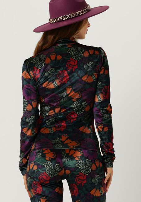 Mehrfarbige/Bunte COLOURFUL REBEL Langarmshirts NEYO BIG FLOWER VELVET TURTLENECK TOP - large