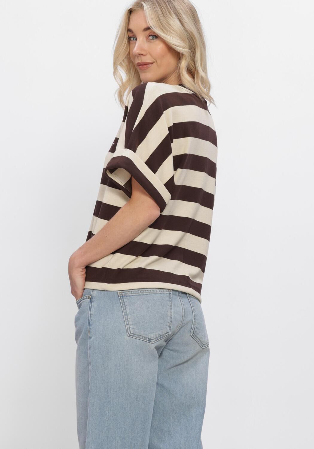 Braune SUMMUM Tops & T-shirts TOP BIG STRIPE HEAVY JERSEY - large