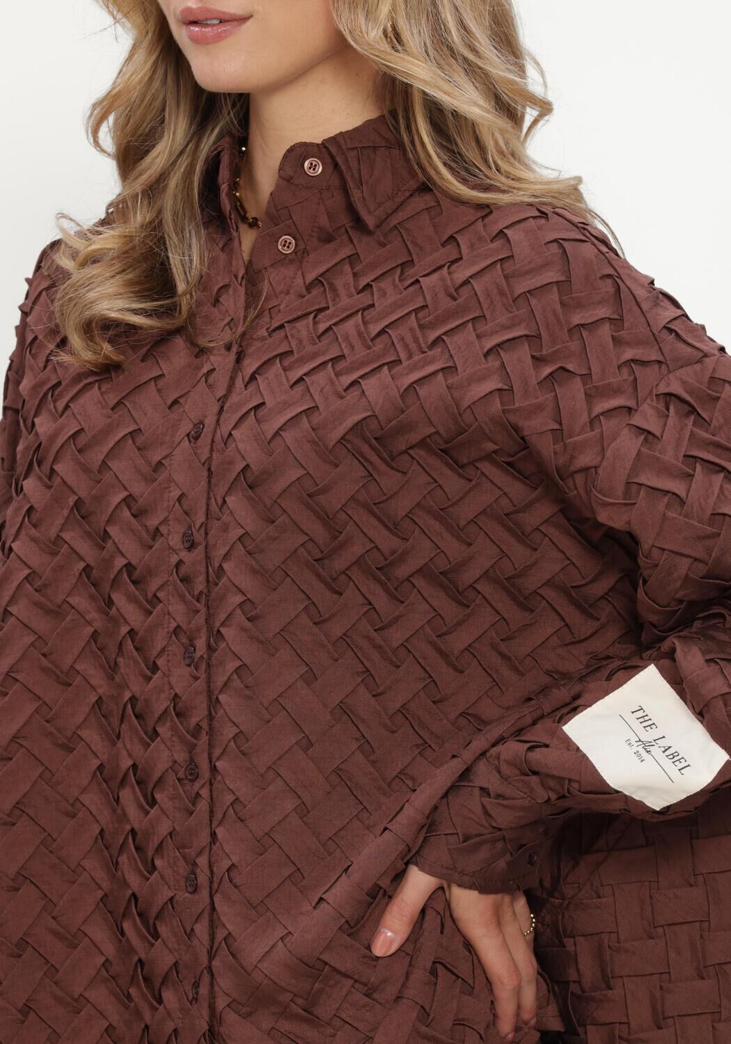 Braune ALIX THE LABEL Blusen LADIES WOVEN PLEATED BLOUSE - large