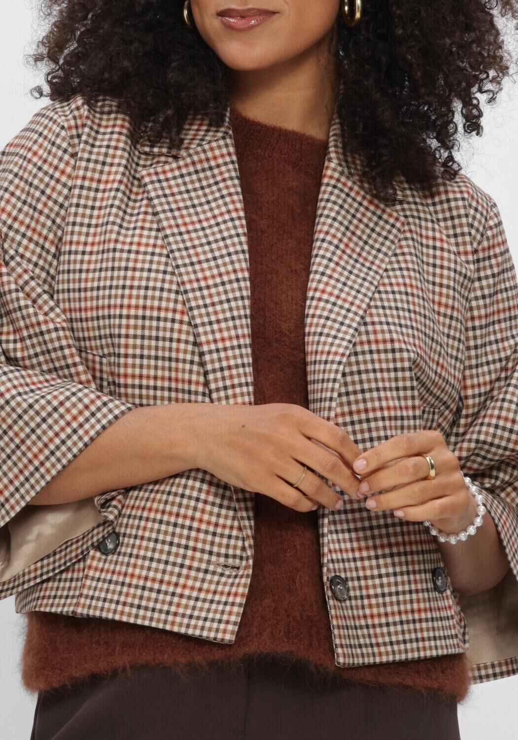 Braune SUMMUM Jack BLAZER CHECK GOJI BERRY - large