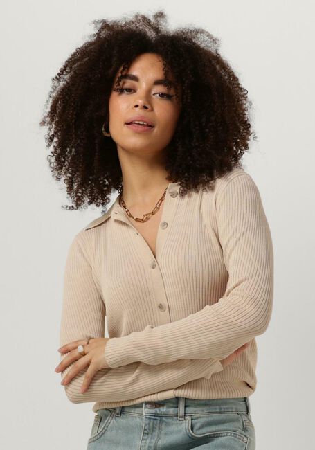 Ecru SELECTED FEMME Polo-Shirt ALLY LS KNIT - large