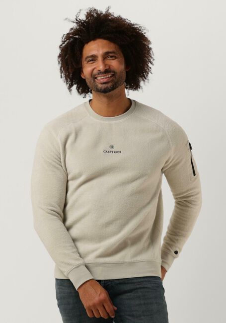 Beige CAST IRON Pullover CREWNECK REGULAR FIT COTTON POLAR FLEECE - large