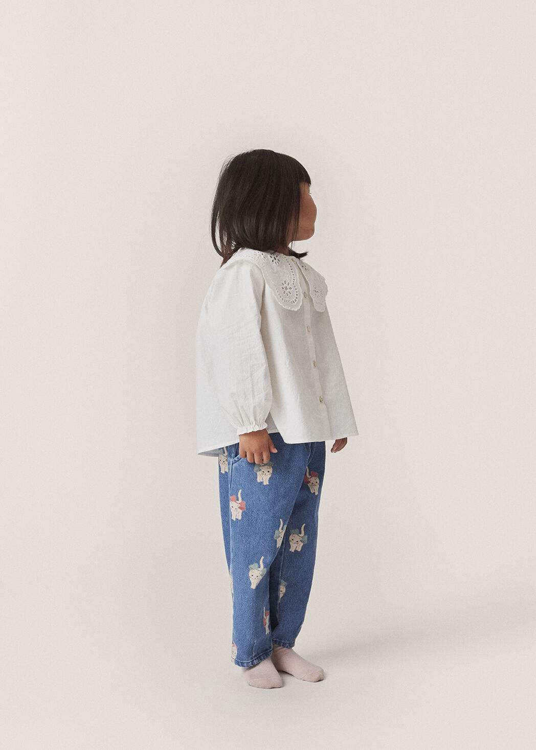 Blaue KONGES SLOJD Mom jeans MAGOT FRILL PANTS - large