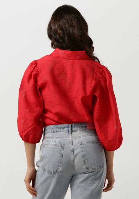Rote JANSEN AMSTERDAM Blusen FF774 BLOUSE 3/4 PUFF SLEEVE - large