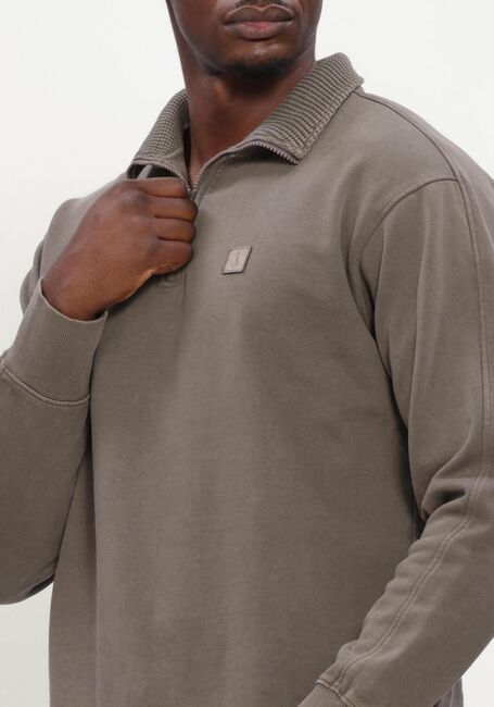 Taupe BUTCHER OF BLUE Pullover ARMY SWEAT HALF ZIP - large