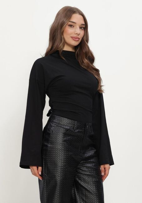 Schwarze REFINED DEPARTMENT Top LADIES KNITTED LONGSLEEVE DETAIL BACK FEATHER - large