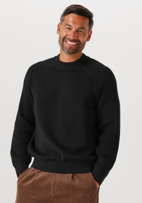 Schwarze SELECTED MEN Pullover SLHDERECK LS KNIT RELAXER RIB MOCK NECK - large