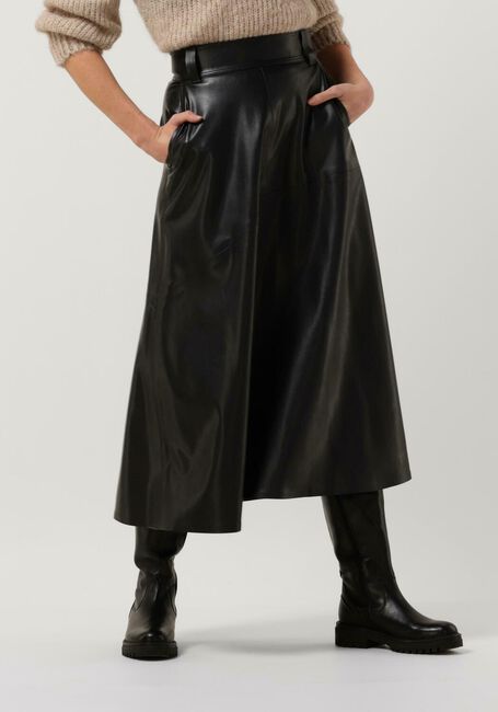Schwarze VANILIA Midirock VEGAN LEATHER SKIRT - large