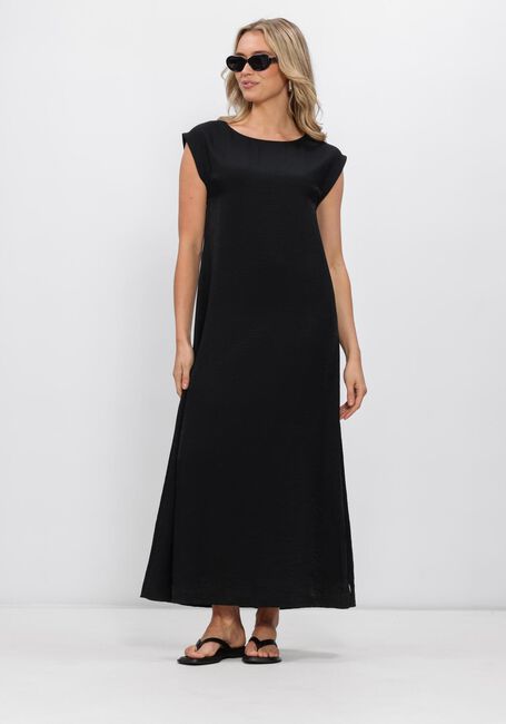 Schwarze JANSEN AMSTERDAM Maxikleid OTIS JURK CB 598 COLORBLOCK CAP SLEEVE WIDE NECKLINE LONG - large