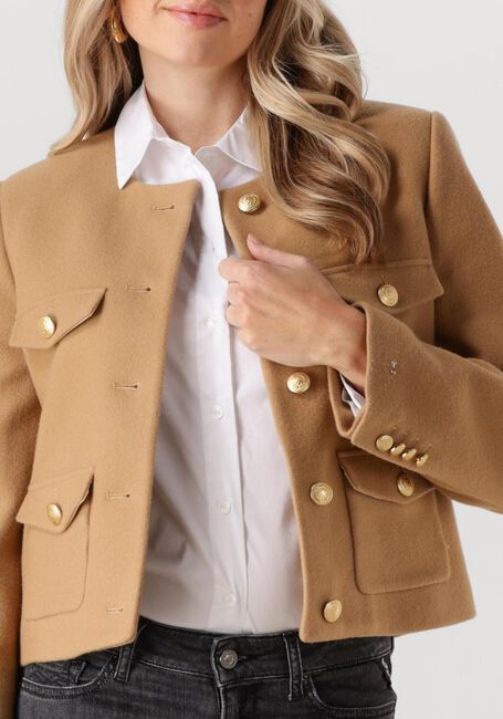 Braune TOMMY HILFIGER Jack CROP WOOL GOLD BUTTON JACKET - large
