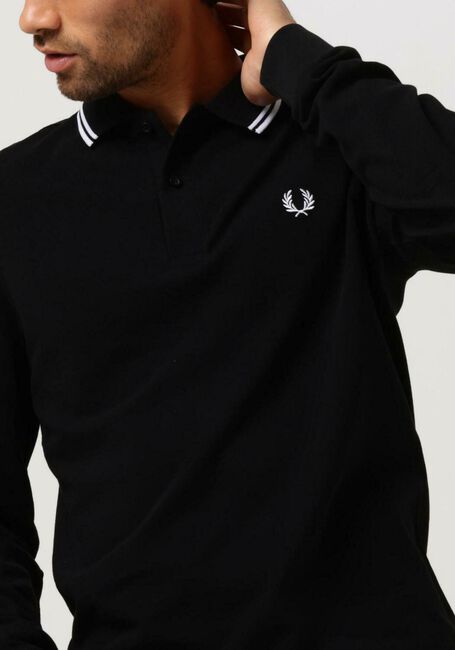 Schwarze FRED PERRY Polo-Shirt LS TWIN TIPPED SHIRT - large