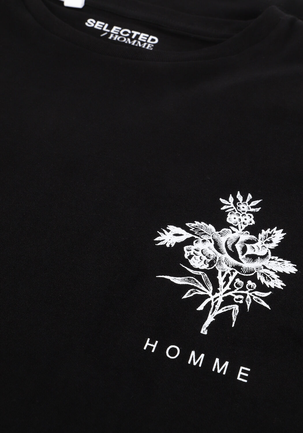 Schwarze SELECTED MEN T-shirt SLHLOOSE-PAW SS O-NECK TEE EX - large