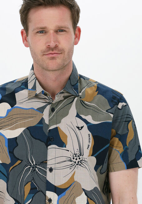 Mehrfarbige/Bunte PME LEGEND Casual-Oberhemd SHORT SLEEVE SHIRT PRINT ON CTN SLUB - large