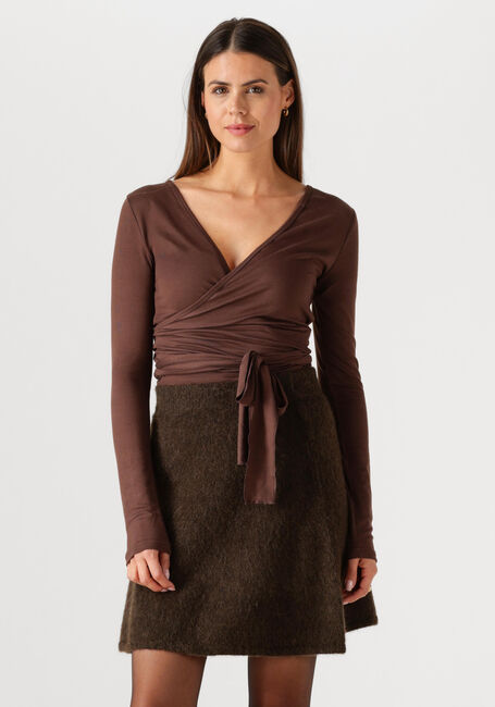 Braune NEO NOIR Strickjacke NIA JERSEY WRAP BLOUSE - large