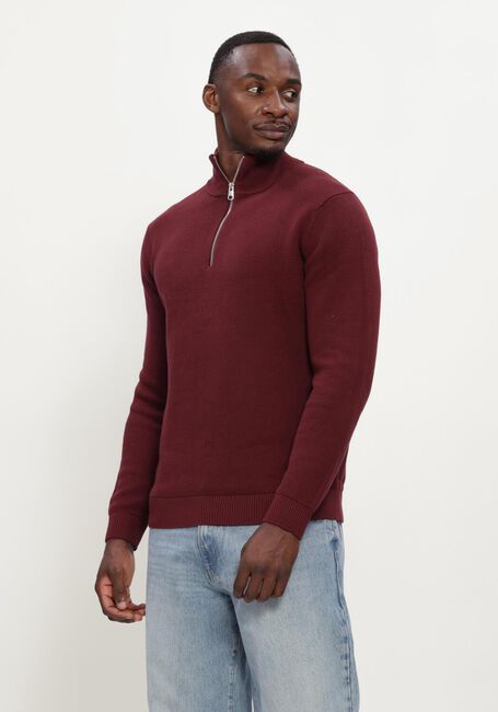 Bordeaux SELECTED MEN Pullover SLMDANE LS KNIT STRUCTURE HALF ZIP - large
