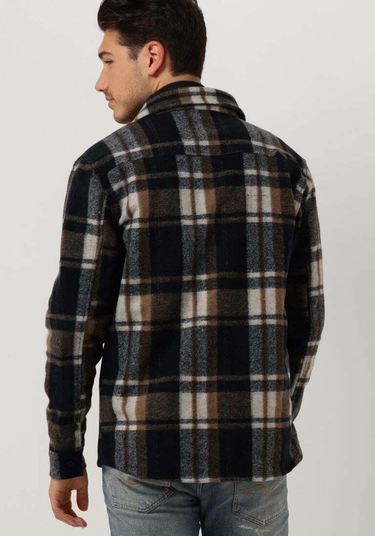 dunkelblau purewhite overshirt check wool look shirt BJ8238