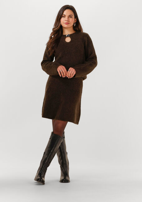 Braune SELECTED WOMEN Pullover SLFLULU BRUSHED LS KNIT KEYHOLE O-NECK - large