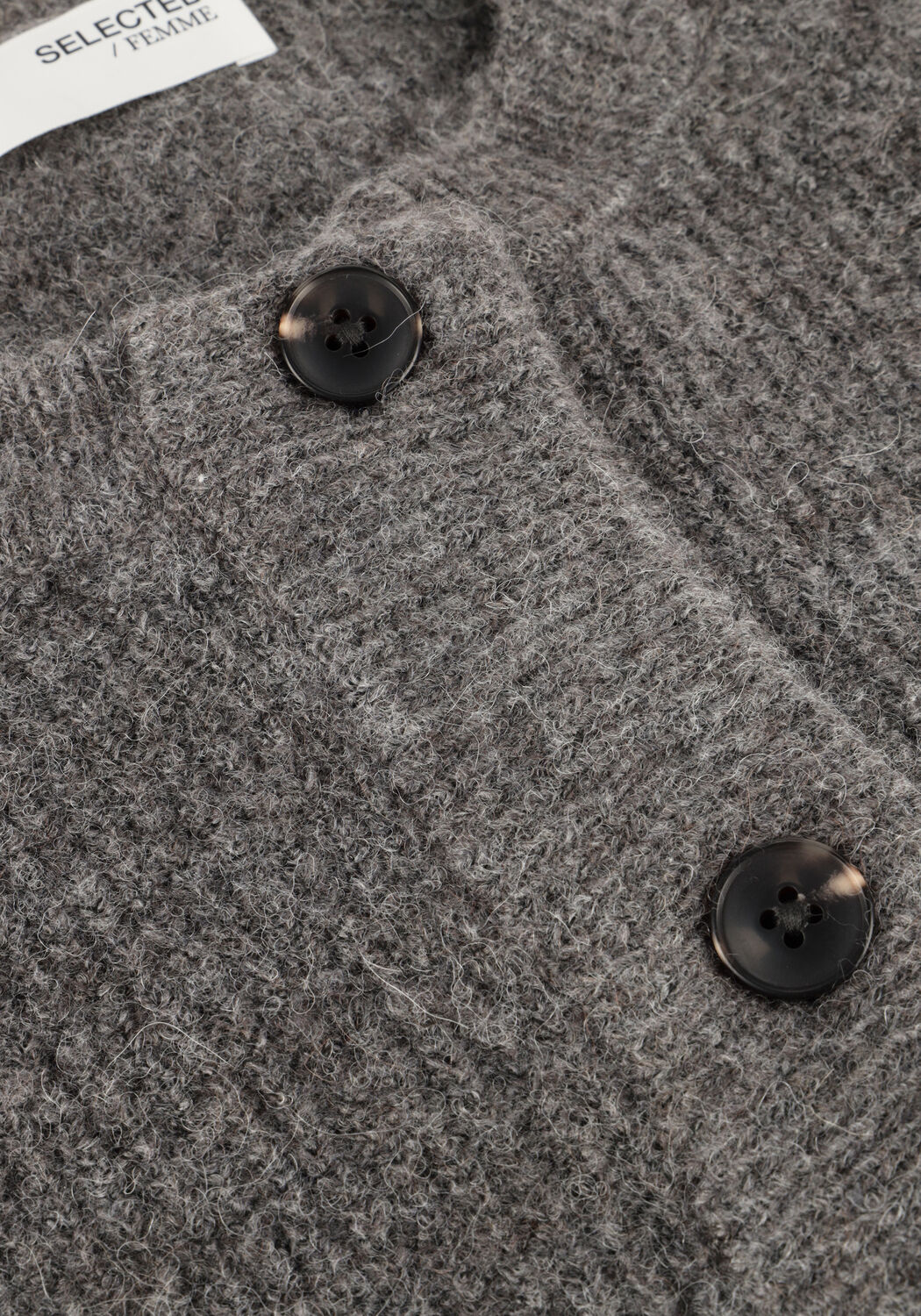 Graue SELECTED WOMEN Strickjacke SLFLULU LS KNIT SHORT CARDIGAN - large