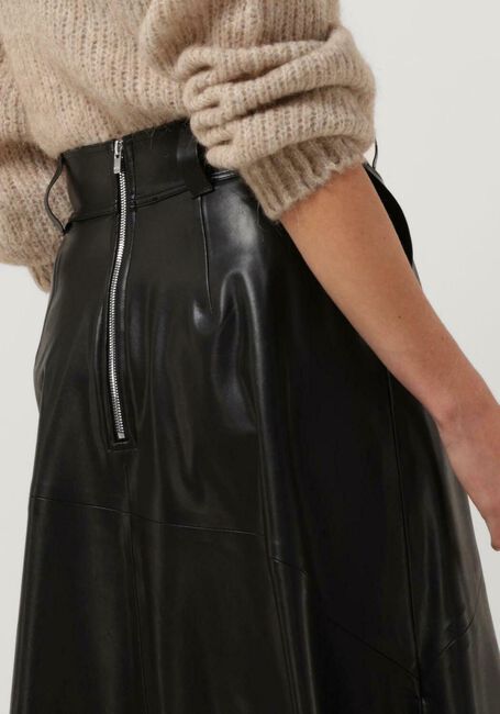 Schwarze VANILIA Midirock VEGAN LEATHER SKIRT - large