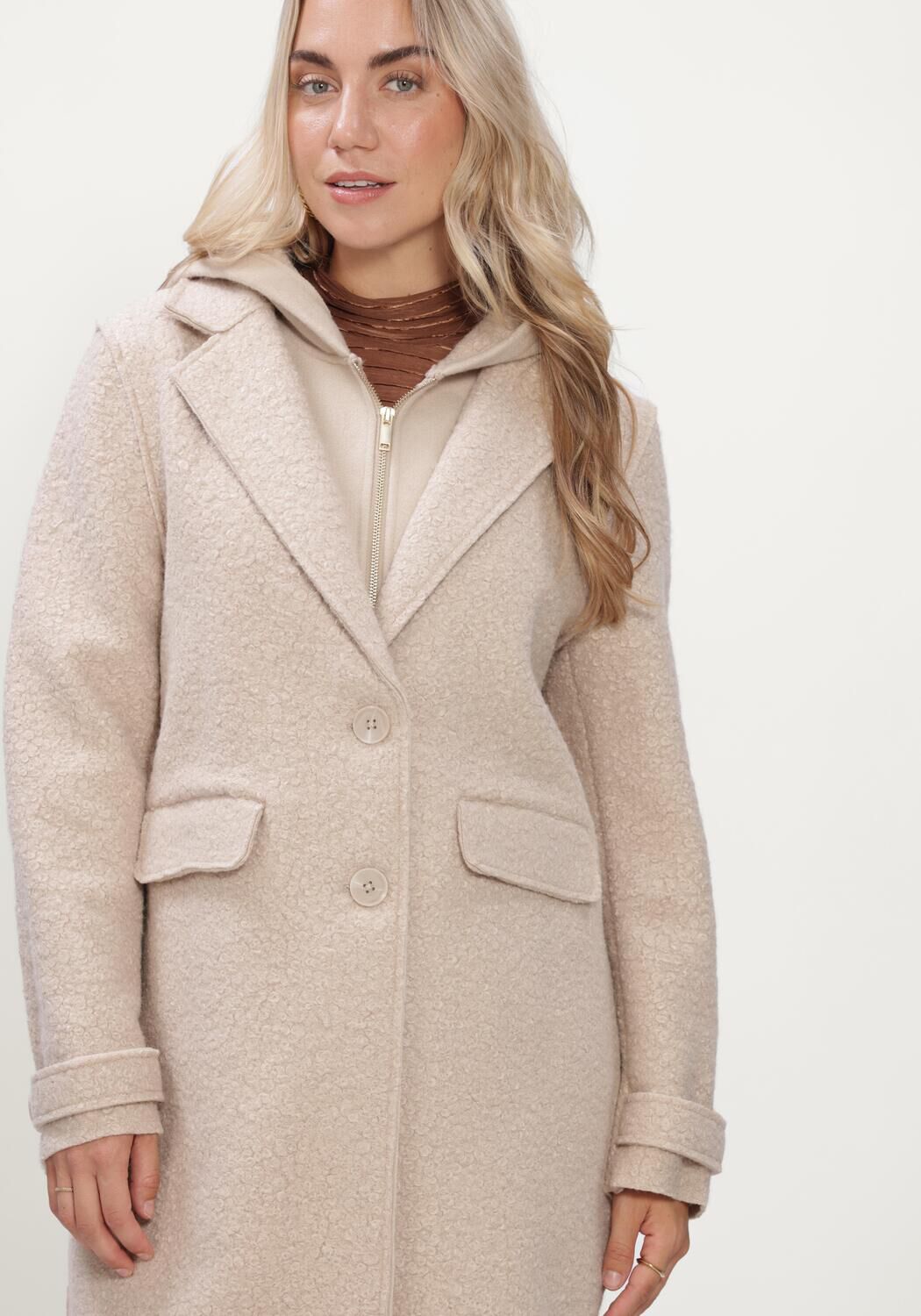 Beige NUKUS M&auml;ntel MIRTHE COAT BOUCLE - large