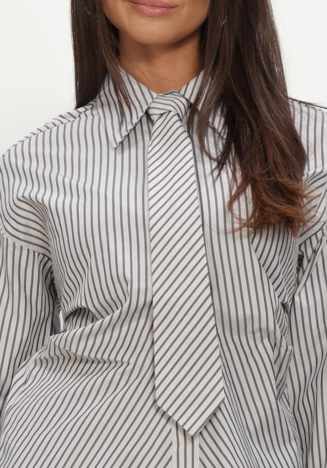 Beige HAUTE L'AMITI&Eacute; Blusen GEMMA TIE STRIPE SHIRT - large